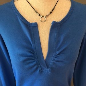 Long sleeve notch collar shirt, medium, Moda International (VS)